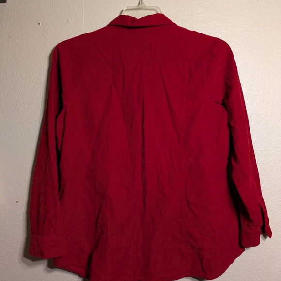 J.jill Red Button-Up Corduroy Women's Shirt Size M Pre-owned - Picture 7 of 7